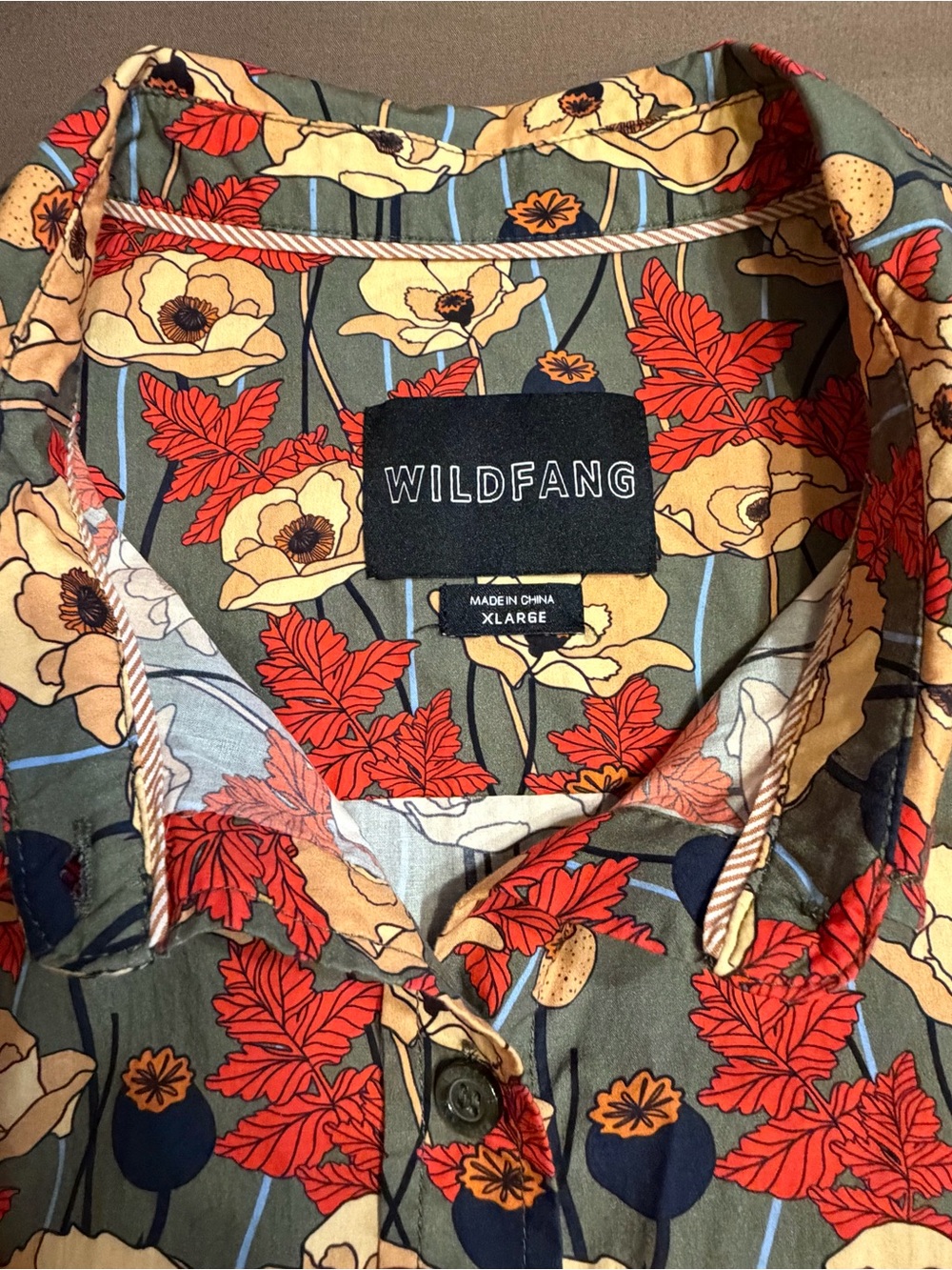 Wildfang Poppies Short-Sleeve Floral Button-Down Shirt Sz XL - Picture 4 of 7